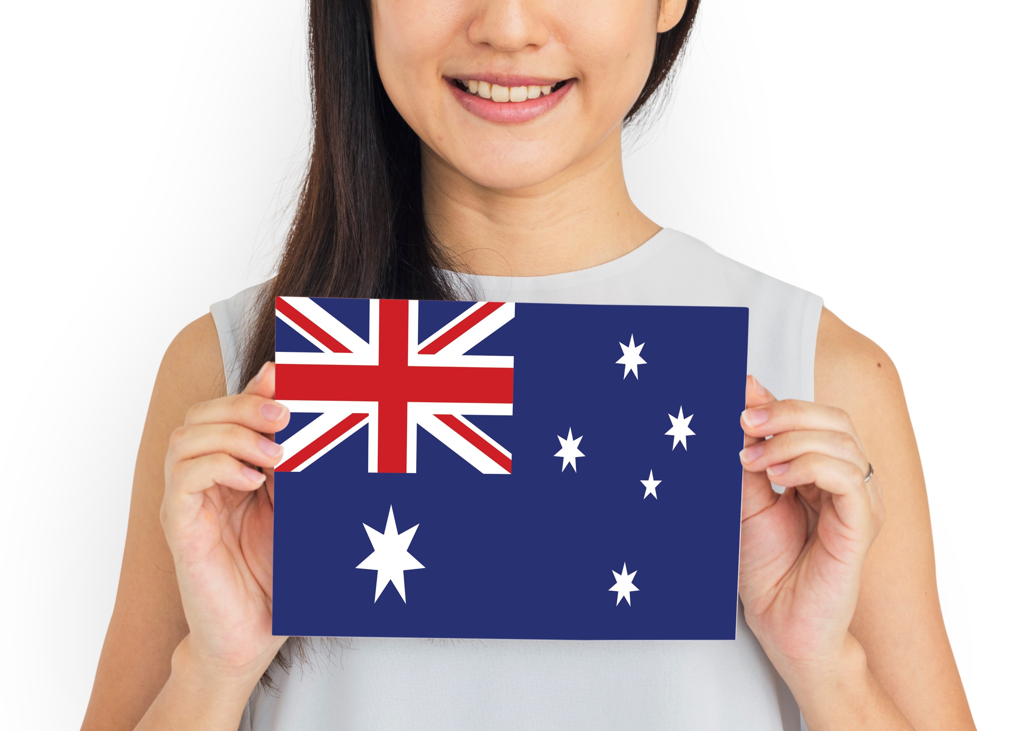 lady holding an Australian flag