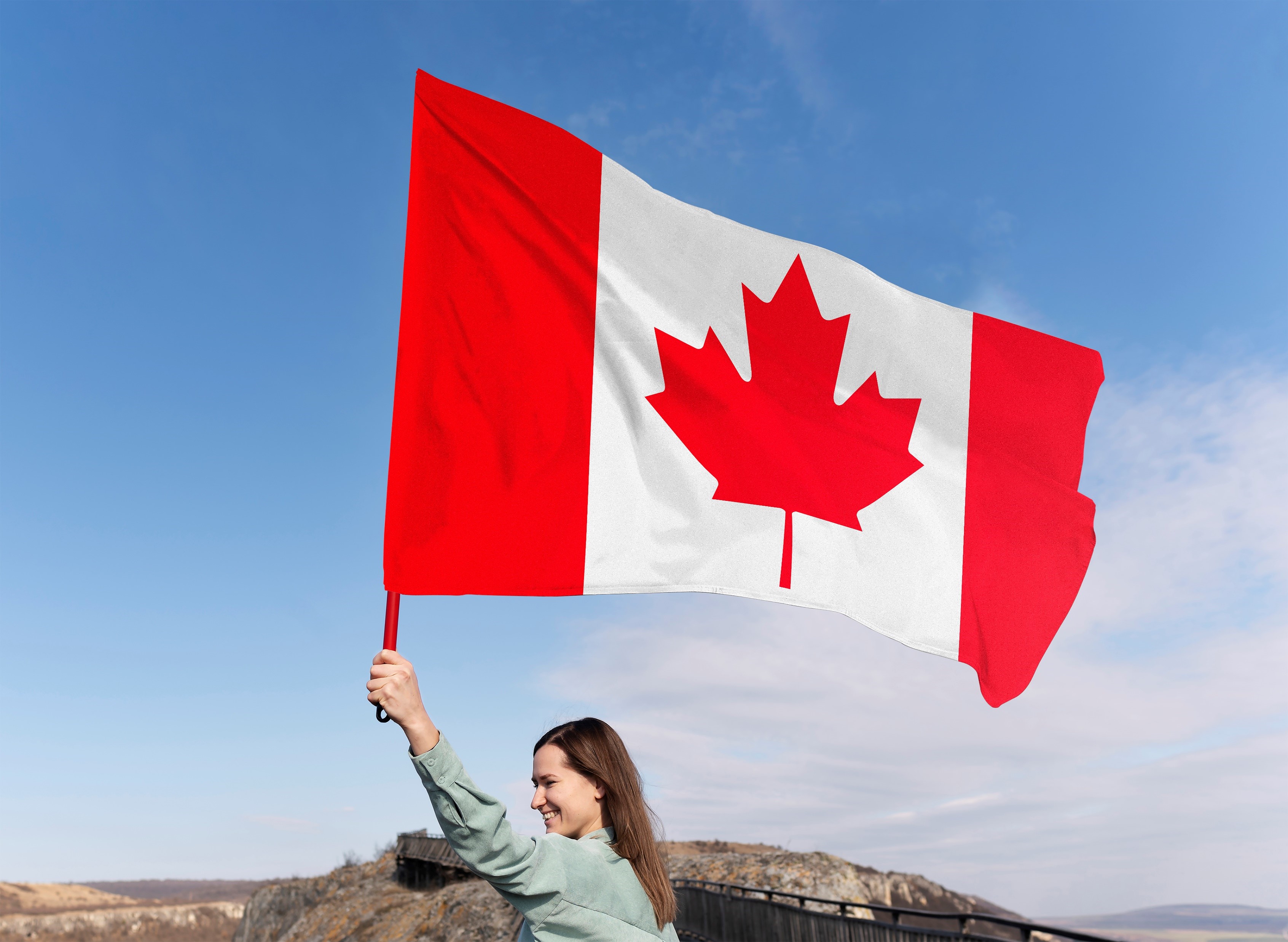 woman with canadian flag